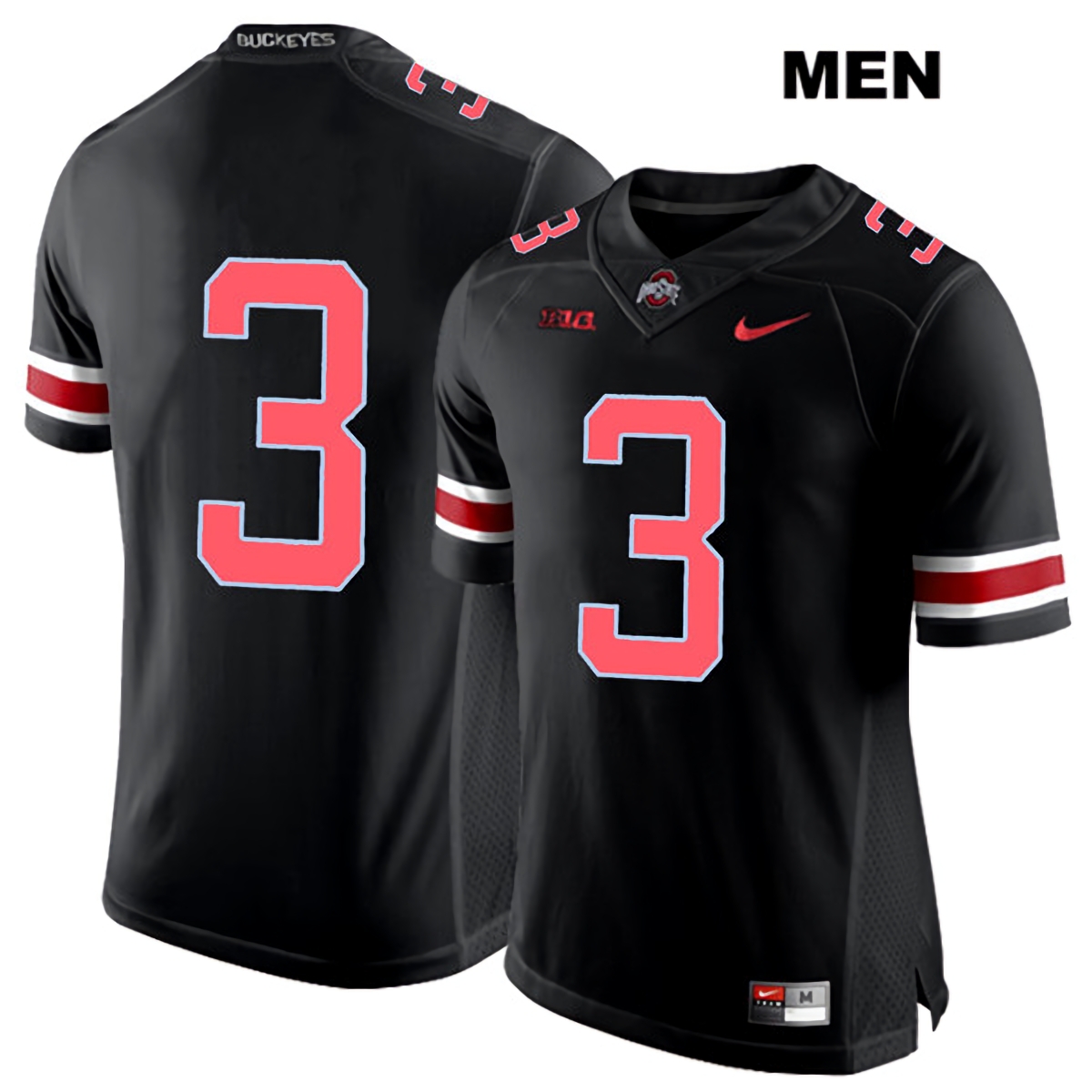 Quinn Ewers Ohio State Buckeyes Men's NCAA #3 No Name Black Red Number College Stitched Football Jersey VGL6056QA